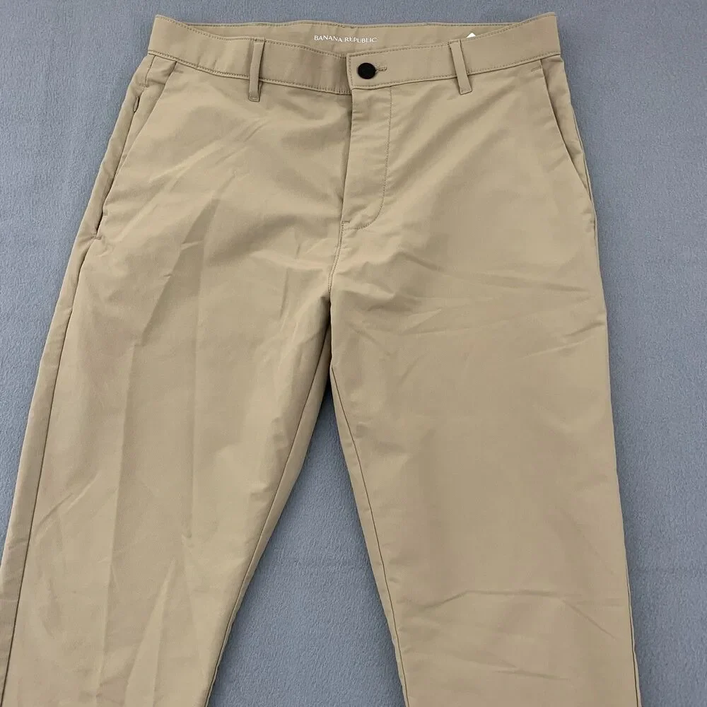 Banana Republic Pants Mens Size 34x33 Khaki Golf Polyester 5 Pocket Wickening